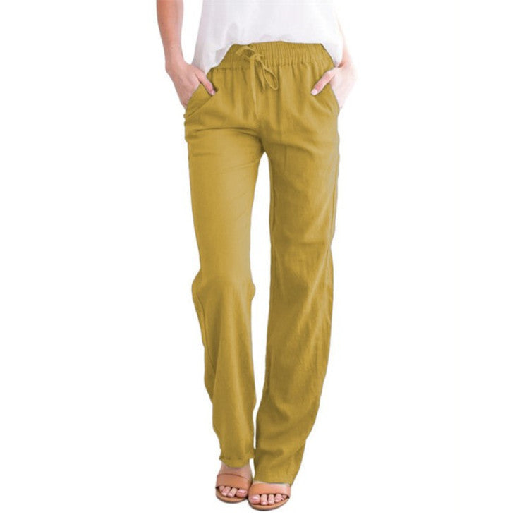 Sienna Linen Relaxed Fit Lounge Pants | Elastic Waist Drawstring Lounge Pants