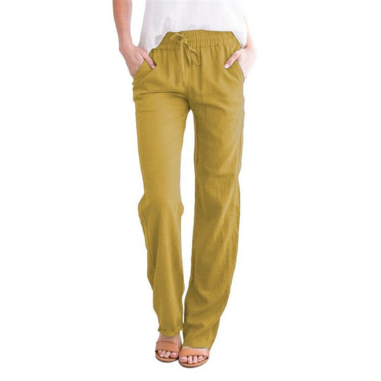 Sienna Linen Relaxed Fit Lounge Pants | Elastic Waist Drawstring Lounge Pants