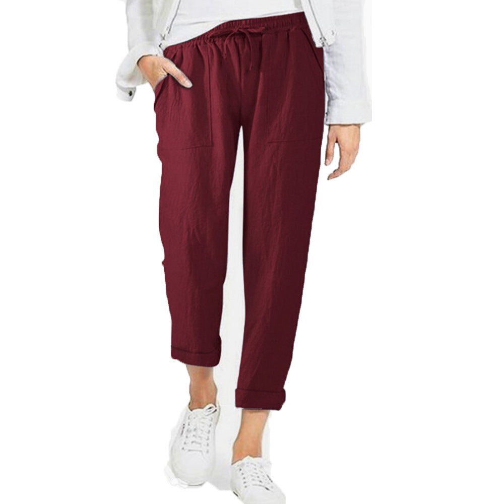 Sienna Linen Relaxed Fit Lounge Pants | Elastic Waist Drawstring Lounge Pants