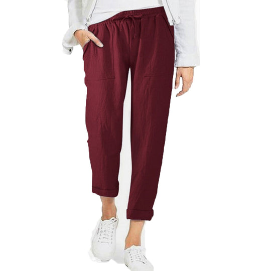 Sienna Linen Relaxed Fit Lounge Pants | Elastic Waist Drawstring Lounge Pants
